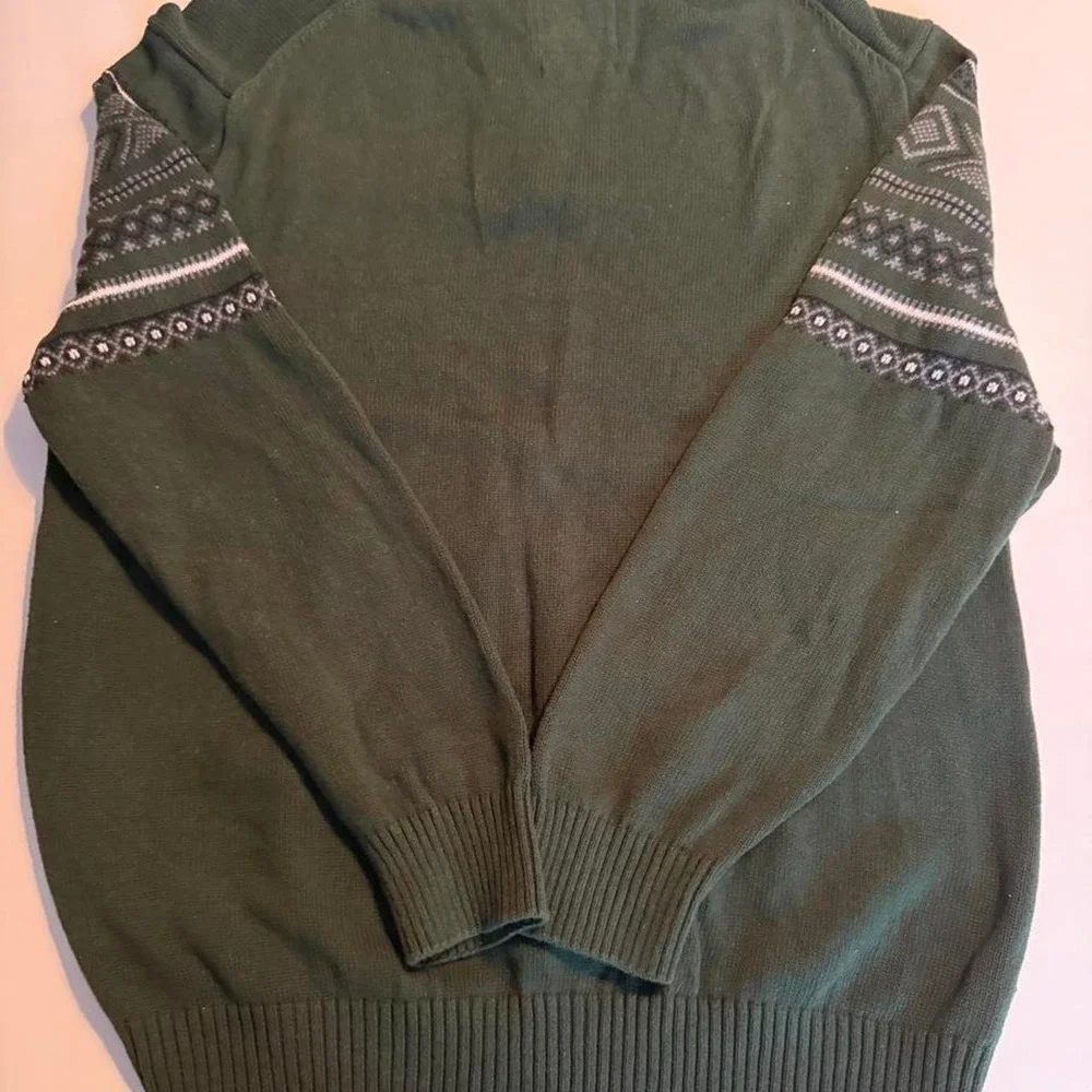 Vintage Weatherproof Dark Green Fair Isle Quarter Zip Sweater Size XXL 0049